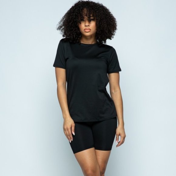 2 Piece Biker Shorts Set | Black - Picture 1 of 8